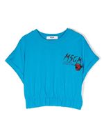 MSGM Kids t-shirt en coton à logo imprimé - Bleu - thumbnail