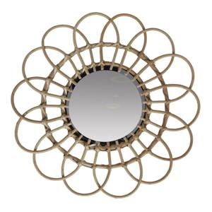 Wandspiegel bohemian Sunshine - bruin - zon vorm - bamboe hout - Dia 45cm