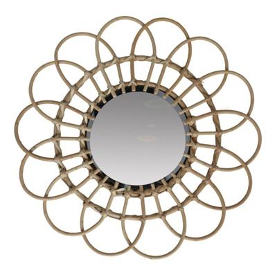 Wandspiegel bohemian Sunshine - bruin - zon vorm - bamboe hout - Dia 45cm