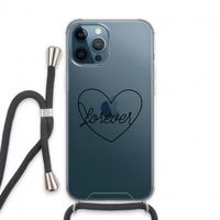 Forever heart black: iPhone 13 Pro Max Transparant Hoesje met koord