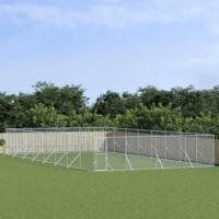 Hondenkennel voor buiten 8x16x2 m gegalvaniseerd staal zilver