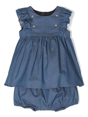 Versace Kids robe en jean à boutons Medusa Head - Bleu