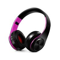 Koptelefoon Bluetooth headset oortelefoon draadloze koptelefoon stereo opvouwbare sport oortelefoon microfoon headset handsfree MP3-speler (Black Rose