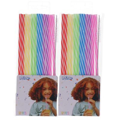 Drinkrietjes - herbruikbaar - 24x - met borsteltje - kunststof - multicolor - 21 cm