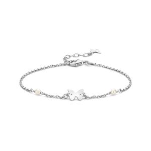 Armband Vlinder zilver-synth. parel 1,5 mm 16-19 cm