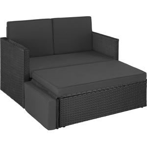 tectake® - Wicker loungebank Corfu zwart / grijs - 405081