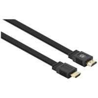 Manhattan 355643 HDMI-kabel HDMI Aansluitkabel HDMI-A-stekker, HDMI-A-stekker 10.00 m Zwart 4K UHD, Afgeschermd (dubbel), Plat, Platte uitvoering