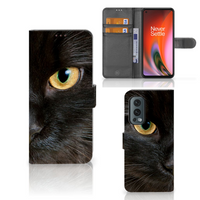 OnePlus Nord 2 5G Telefoonhoesje met Pasjes Zwarte Kat
