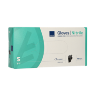 Abena poedervrije nitrile handschoenen maat small 100 stuks zwart