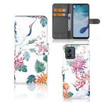 Motorola Moto G53 Telefoonhoesje met Pasjes Bird Flowers