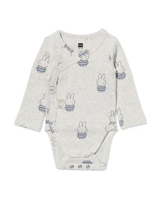 HEMA Nijntje Newborn Meegroei Overslagromper Rib Grijsmelange (grijsmelange)