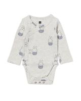 HEMA Nijntje Newborn Meegroei Overslagromper Rib Grijsmelange (grijsmelange)