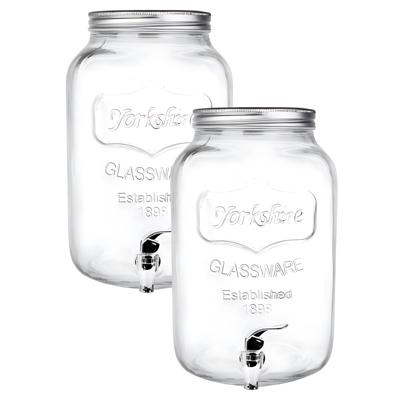 Gerimport dispenser cocktails/water/limonade - 2x - met tap - 5L - glas - zomer