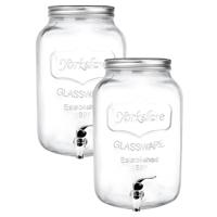 Gerimport dispenser cocktails/water/limonade - 2x - met tap - 5L - glas - zomer