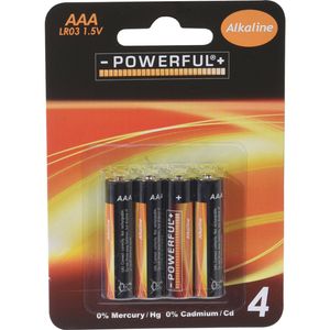 Powerful Batterijen - AAA type - 4x stuks - Alkaline - Minipenlites AAA batterijen