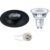 LED Spot Set - Pragmi Nora Pro - GU10 Fitting - Inbouw Rond - Mat Zwart - Ø82mm - Philips - CorePro 840 36D - 3.5W - Natuurlijk Wit 4000K