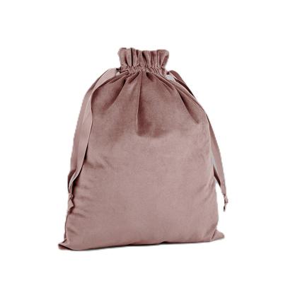 Cadeauzakje/opbergzakje met trekkoord - velvet - roze - 24 x 17 cm - luxe