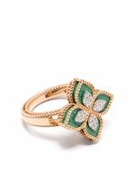 Roberto Coin bague Princess Flower en or rose 18ct ornée de diamants et de malachite