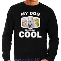 Witte herder honden sweater / trui my dog is serious cool zwart voor heren - thumbnail