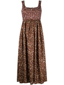 Cynthia Rowley leopard-print silk midi dress - Marron