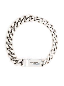 Saint Laurent bracelet en chaîne à logo gravé - Argent