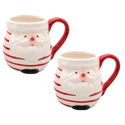 Kerst mok - 2x - kerstman - 8 x 11 cm - keramiek - 400 ml - beker - koffiemok/theemok Kerst mok - 2x - kerstman - 8 x 11 cm - keramiek - 400 ml - beker - koffiemok/theemok