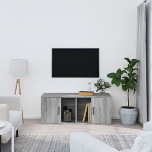 Tv-meubel 100x35x40 cm bewerkt hout grijs sonoma eikenkleurig