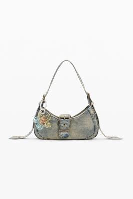 geverfde denim tas - GREEN - U