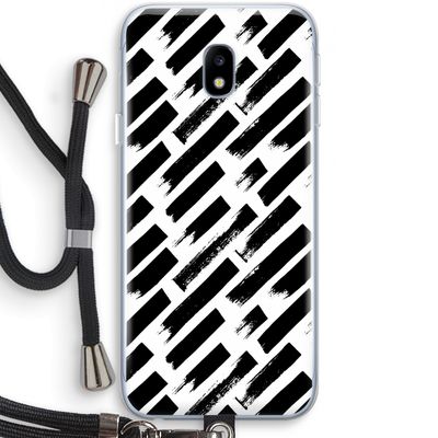 Zwarte vegen: Samsung Galaxy J3 (2017) Transparant Hoesje met koord