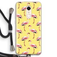 Flamingo's geel: Xiaomi Redmi 5 Transparant Hoesje met koord