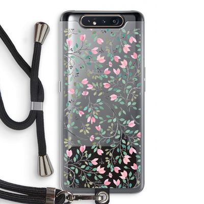 Sierlijke bloemen: Samsung Galaxy A80 Transparant Hoesje met koord