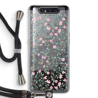Sierlijke bloemen: Samsung Galaxy A80 Transparant Hoesje met koord