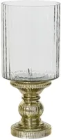 Decoris kandelaar glas deco 15x34cm transparant, goud