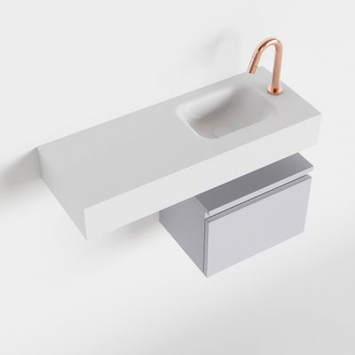 Toiletmeubel Mondiaz Andor | 80 cm | Meubelkleur Cale | Lex vrijhangend wastafel Talc Rechts | 1 kraangat