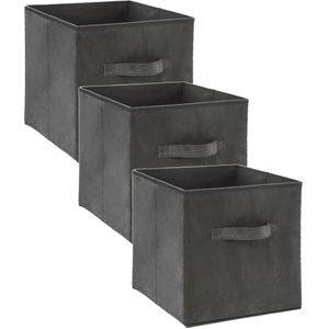 Set van 3x stuks opbergmand/kastmand 29 liter donkergrijs polyester 31 x 31 x 31 cm