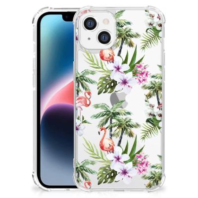 Apple iPhone 14 Plus Case Anti-shock Flamingo Palms Apple iPhone 14 Plus Case Anti-shock Flamingo Palms