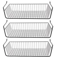 Hangmand voor kast - 3x - metaal - 56 x 26 x 14 cm - zwart - kastmandje - opbergers