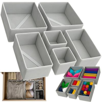 Ruhhy opbergmanden - 6x stuks - 3 formaten - grijs - ondergoed en sokken - ladekast organizer