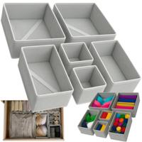 Ruhhy opbergmanden - 6x stuks - 3 formaten - grijs - ondergoed en sokken - ladekast organizer