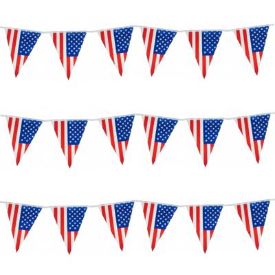 Vlaggenlijn USA/Amerika - 3x - 10 meter - plastic - United States - vlaggetjes - slinger