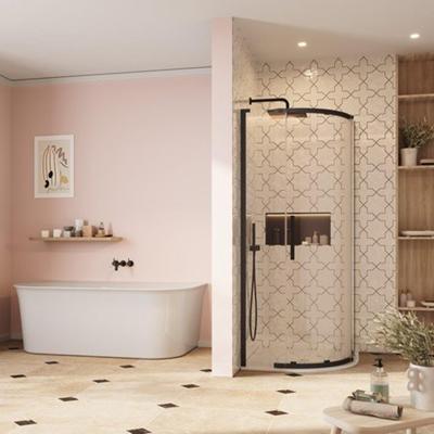 Crosswater Asura Kwartronde Douchedeur - 8mm - 80x80cm - mat zwart AUQSBC0800