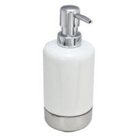 Svenska Living Zeeppompje/dispenser - wit met zilver - keramiek - 300 ml - navulbaar - keuken/toilet