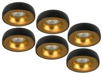Set van 6 zwart met goudkleur Inbouw Ledspot Samos, 5 Watt Set van 6 zwart met goudkleur Inbouw Ledspot Samos, 5 Watt