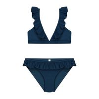 Shiwi triangel bikini Panama met ruches donkerblauw - thumbnail