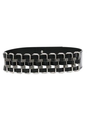 Alberta Ferretti ceinture en cuir à ornements en cristal - Noir