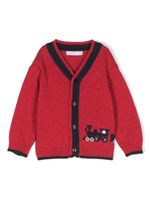 Patachou cardigan bicolore à motif train - Rouge