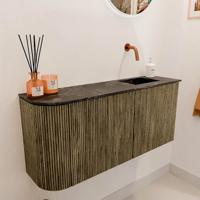 Toiletmeubel Mondiaz Joya Dlux | 91.6 cm | Meubelkleur Dusk | Faye wastafel Lava Wasbak Rechts | Zonder kraangat(en)
