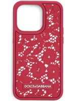 Dolce & Gabbana coque d'iPhone 14 Pro à fleurs en dentelle - Rose