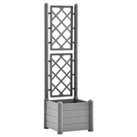 The Living Store Tuinbak Trellis - 43 x 43 x 142 cm - steengrijs - 30L - PP - voor binnen- en buitengebruik - thumbnail