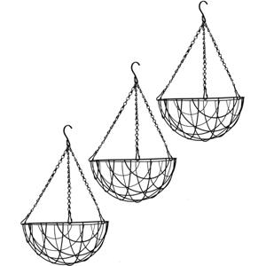 Bloempot hangmand - 3x - zwart - incl ophangmateriaal - 30 cm